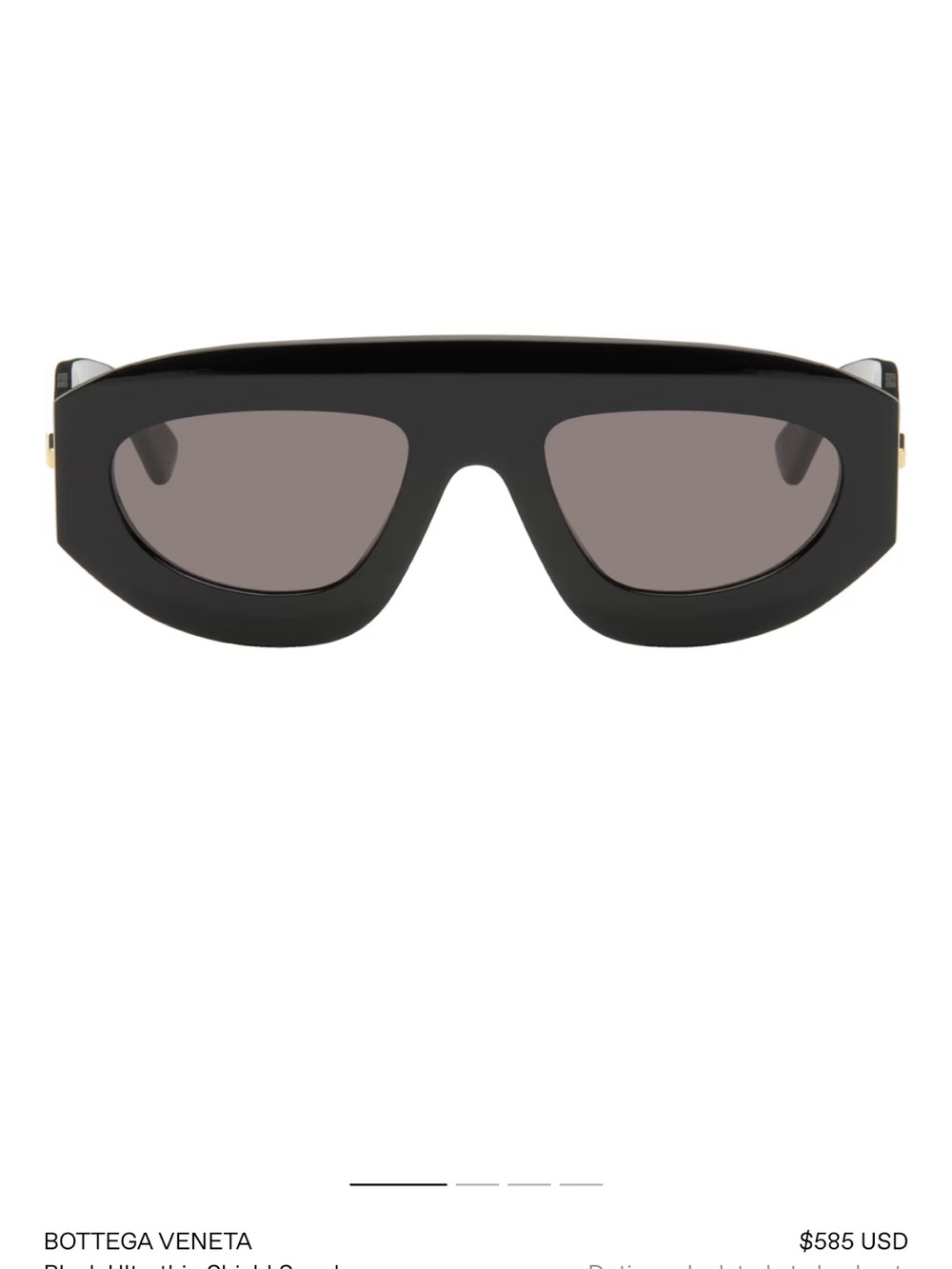 Bottega Veneta Black Shield Sunglass Visor with Dark Lenses - NWOT - aviator